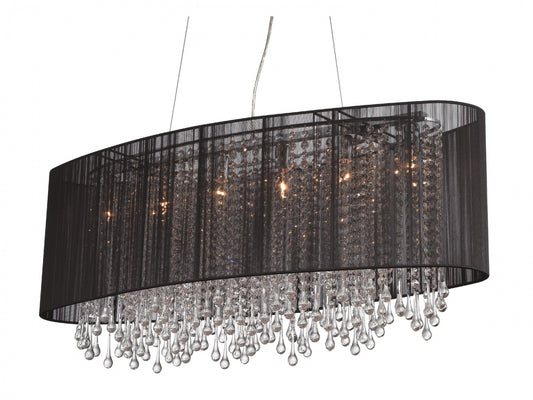 Beverly Dr. Traditional Oval Black Silk and Crystal Chandelier