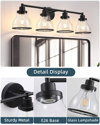 Hermosa Black 4-Light Bathroom Vanity Light
