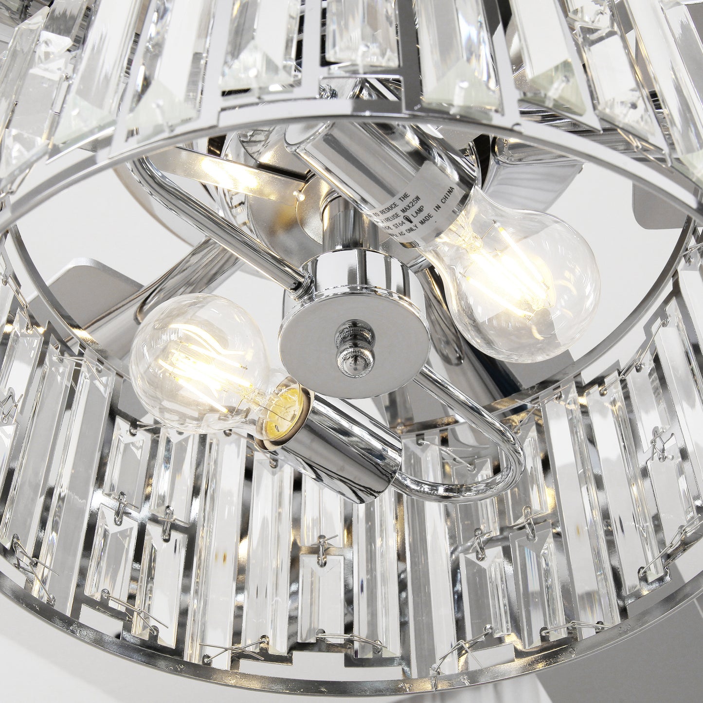 52" Crystal Ceiling Fan with Light & Remote – Chrome 5-Blade, DC Motor, Large Room