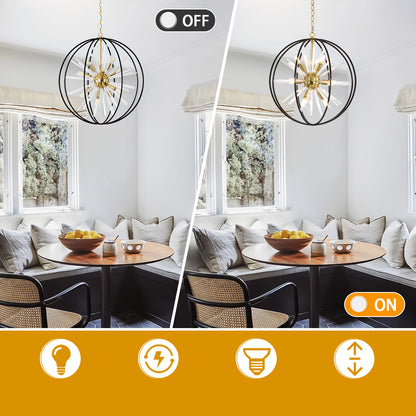 Brio 22" 10-light Modern Black and Gold Orb Chandelier