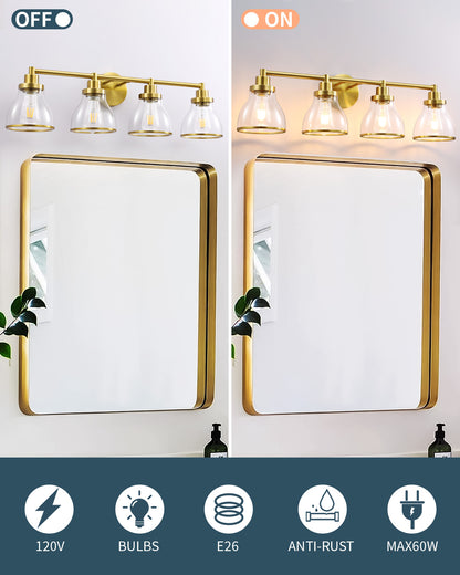 Hermosa Gold 4-Light Bathroom Vanity Light