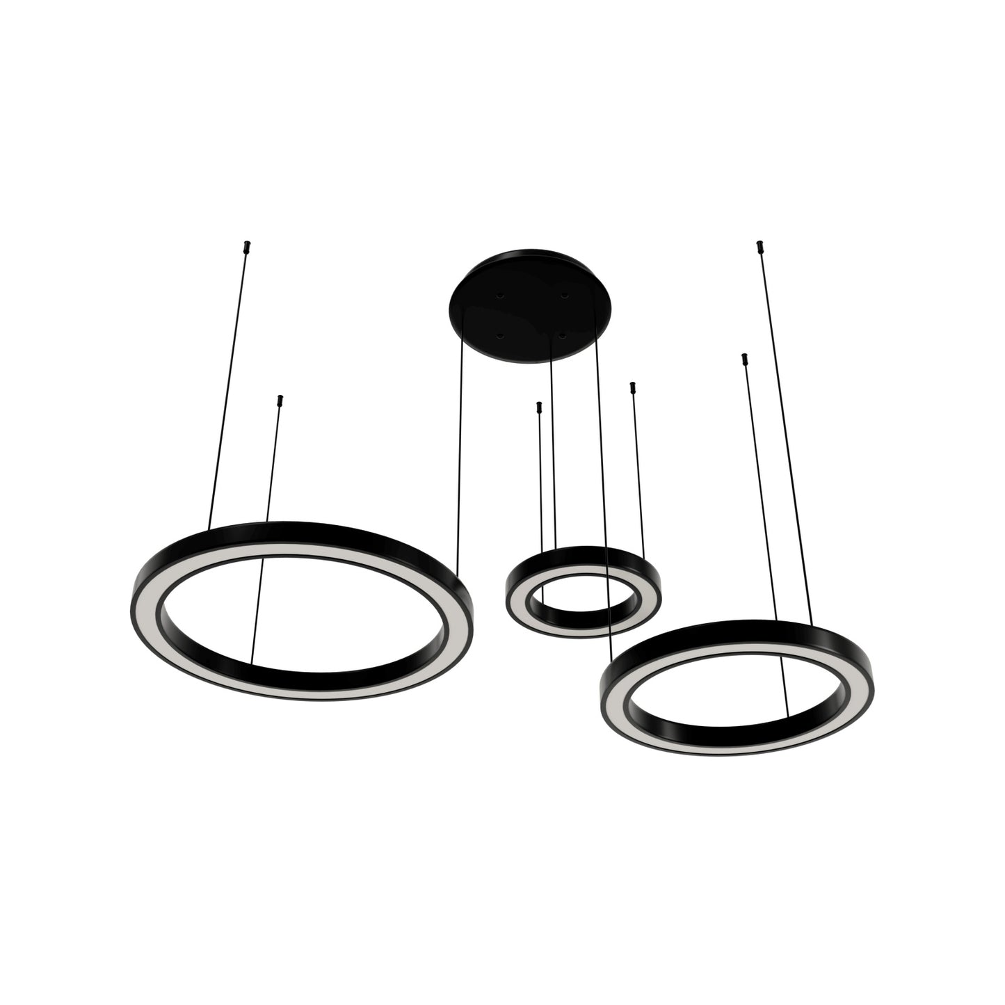 Aria 3-Ring Modern Black LED Pendant Light