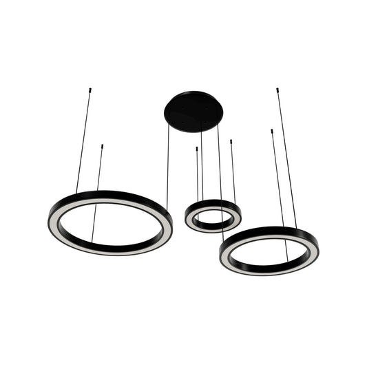 Aria 3-Ring Modern Black LED Pendant Light