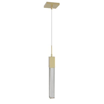 Boa 1-Light LED Brushed Brass Studded Glass Pendant Light