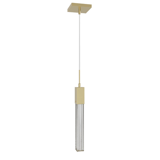 Boa 1-Light LED Brushed Brass Studded Glass Pendant Light