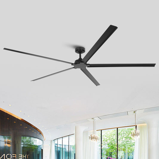 84" Outdoor Ceiling Fan – Industrial 5-Blade Black IPX4 Weather-Resistant Fan with Remote