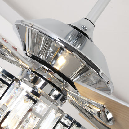 52" Crystal Ceiling Fan with Light & Remote – Chrome 5-Blade, DC Motor, Large Room
