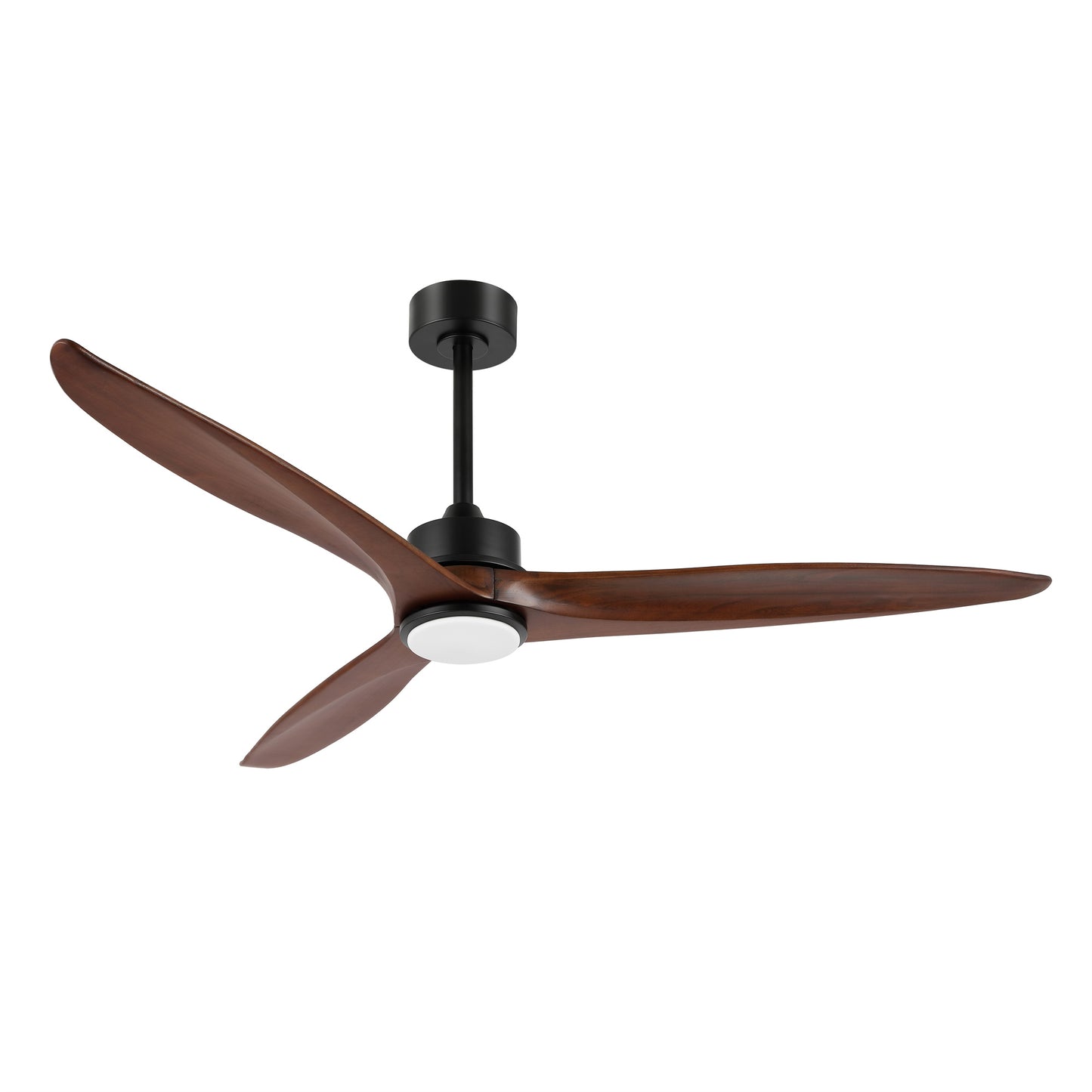 60" Black Ceiling Fan with Walnut Wood Blades and LED Light – Modern Remote Fan