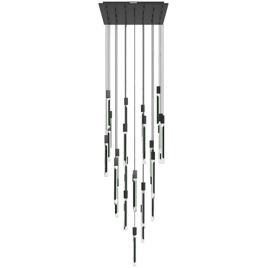 Alpine 31-Light Light Black Jade Glass Pendant Light