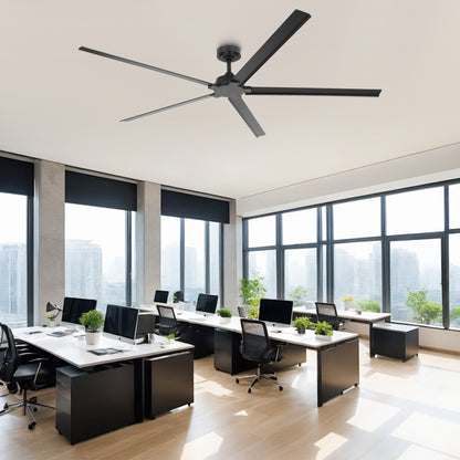 Ceiling Fan 72" Industrial 5-Blade Black IPX4 Outdoor Use