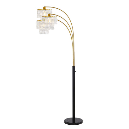 Brio 85" 3-Light Modern Gold Crystal Arc Floor Lamp