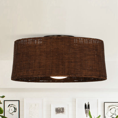21" Woven Farmhouse Ceiling Fan with LED Light