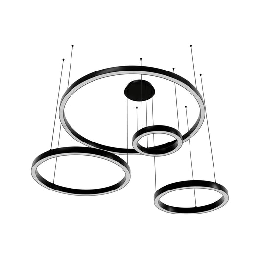 Aria 4-Ring Modern Black LED Pendant Light