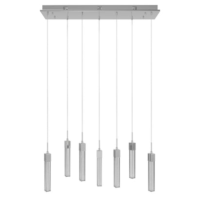 Boa 7-Light LED Polished Chrome Studded Glass Linear Chandelier
