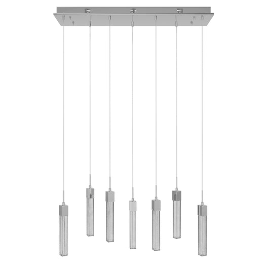 Boa 7-Light LED Polished Chrome Studded Glass Linear Chandelier