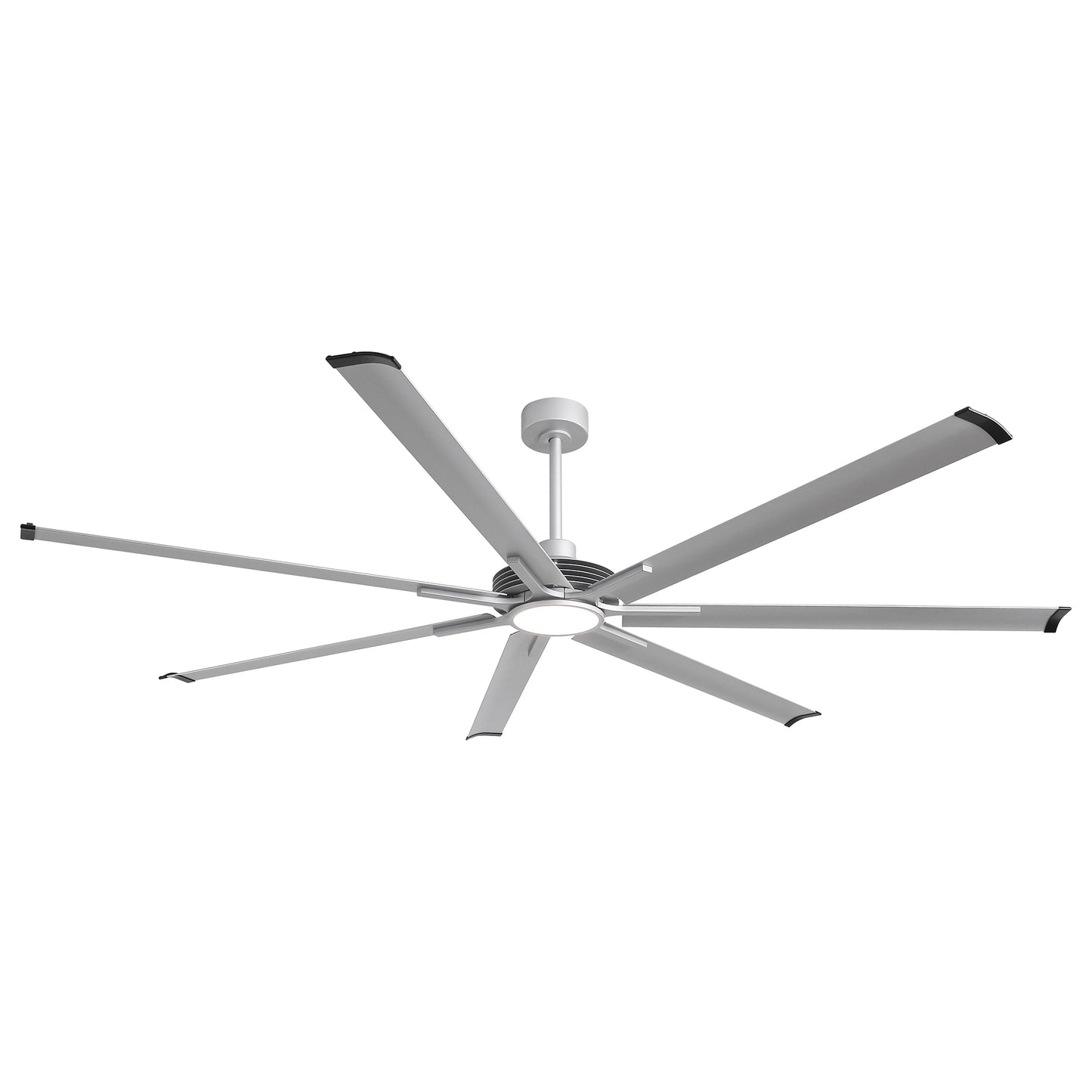 Ceiling Fan Industrial 84" Modern Silver 7-Blade LED Light