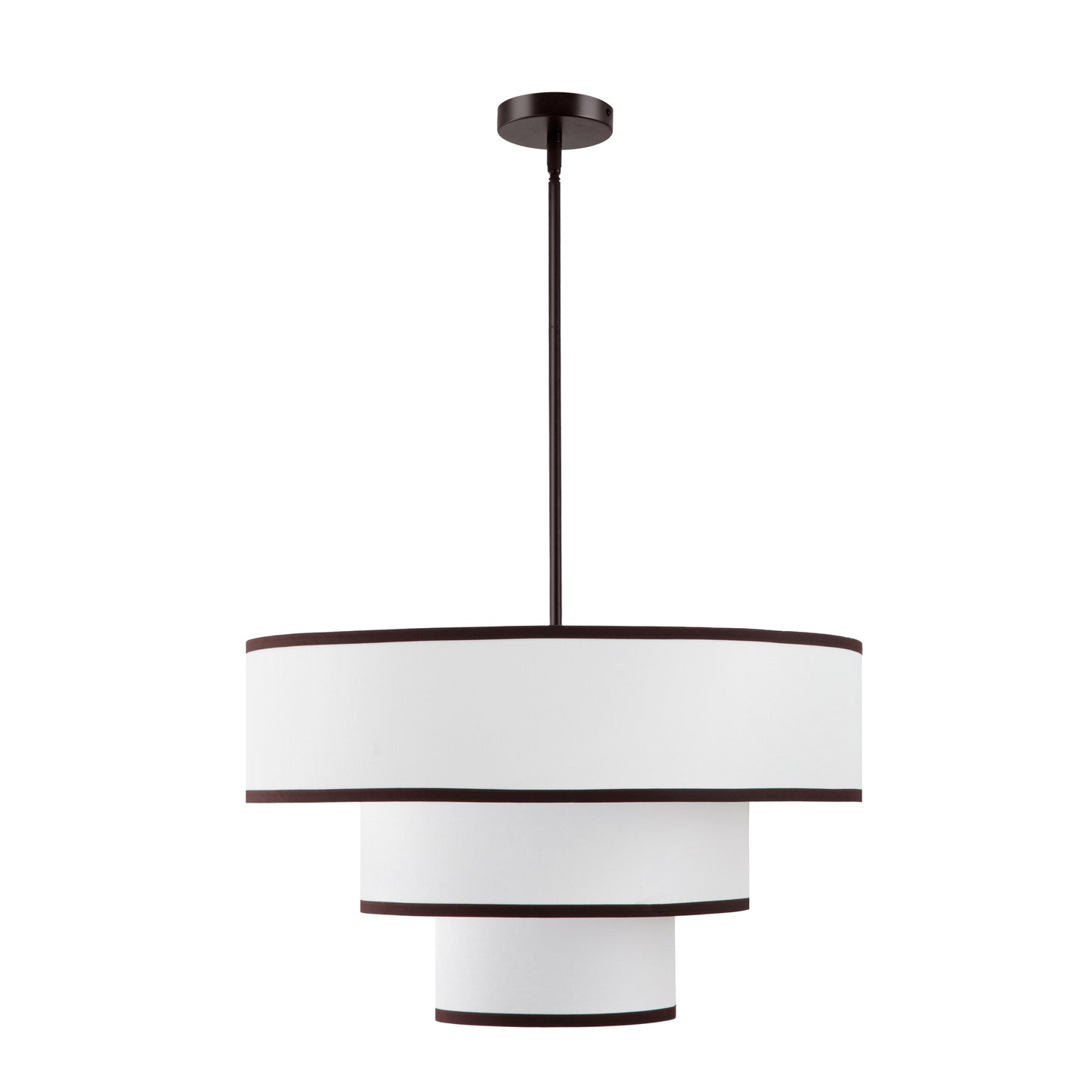 Modern Chandelier 24" 5-Light Bronze Tiered Drum Linen Shade