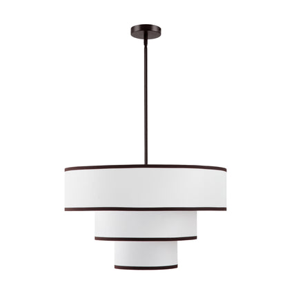 Modern Chandelier 24" 5-Light Bronze Tiered Drum Linen Shade