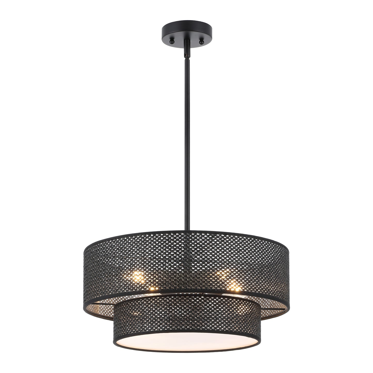 Modern Chandelier 18" 4-Light Black Woven Rattan Shade