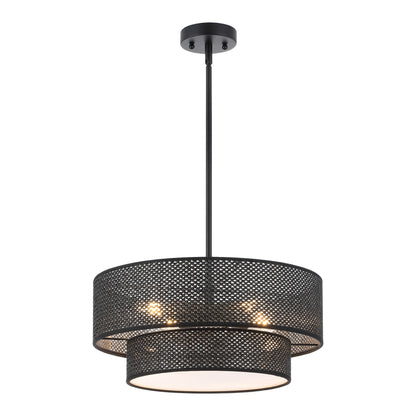 Modern Chandelier 18" 4-Light Black Woven Rattan Shade