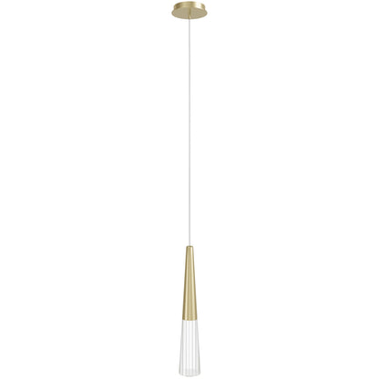 Encino 1-Light Crystal and Brushed Brass Pendant Light