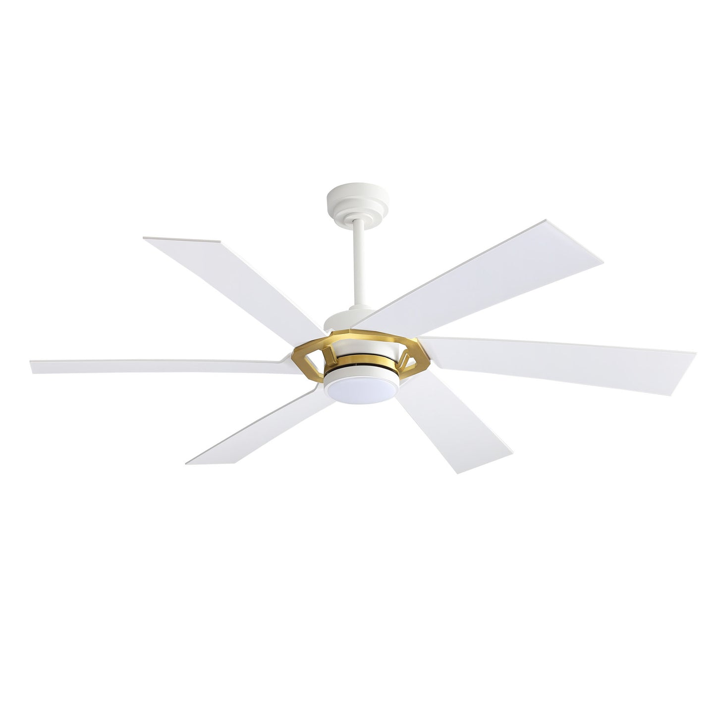 60" White & Gold Ceiling Fan with Light & Remote – Smart 6-Blade, DC Motor