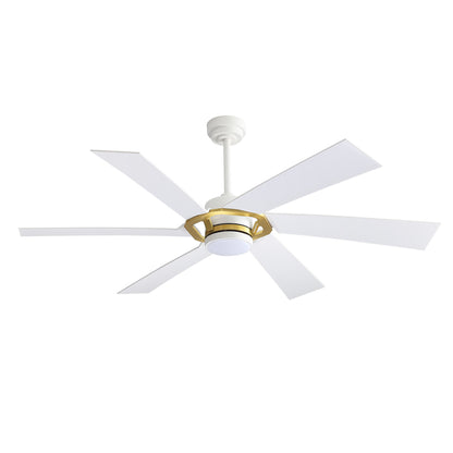 60" White & Gold Ceiling Fan with Light & Remote – Smart 6-Blade, DC Motor