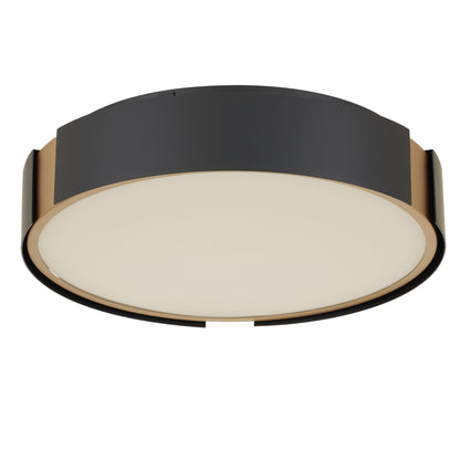 Ember 13" Matte Black with Brass LED Flush Mount Ceiling Light