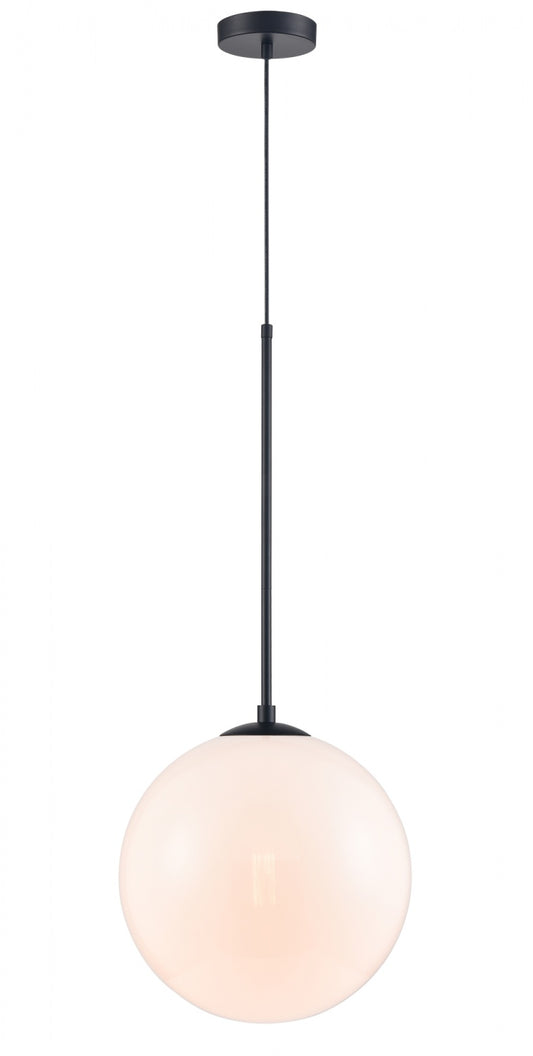 Delilah 1-Light Matte Black White Globe Pendant Light