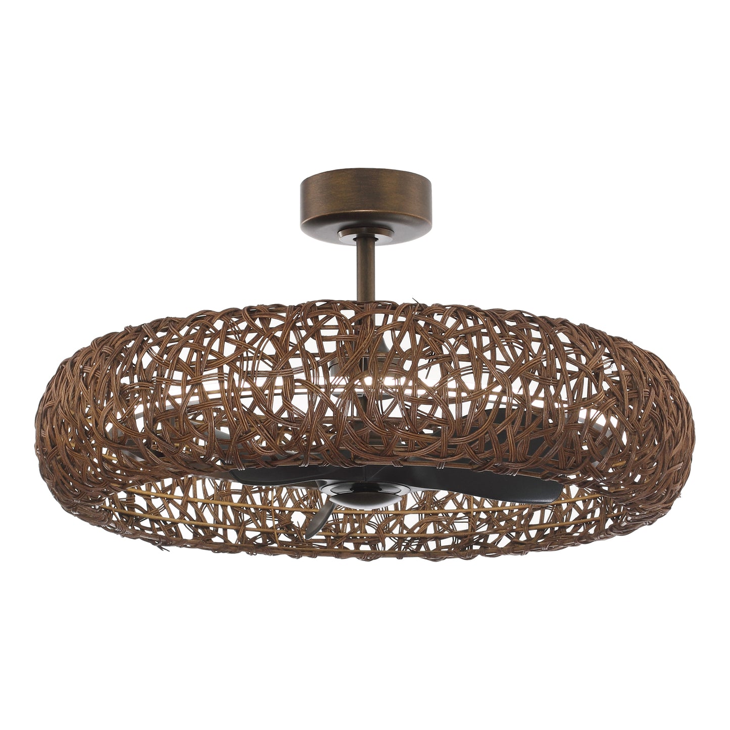 35" Perimost Farmhouse Rattan LED Ceiling Fan