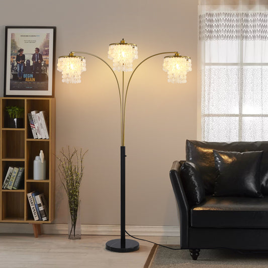 Brio 90" 3-Light Modern Gold Arc Floor Lamp