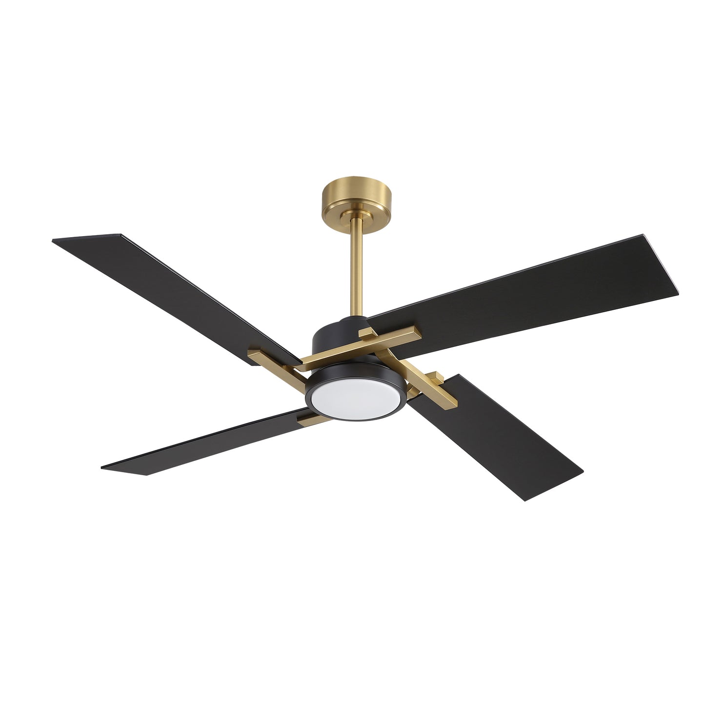 56" Gold and Black Ceiling Fan with LED Light – Modern Dimmable Fan with Remote