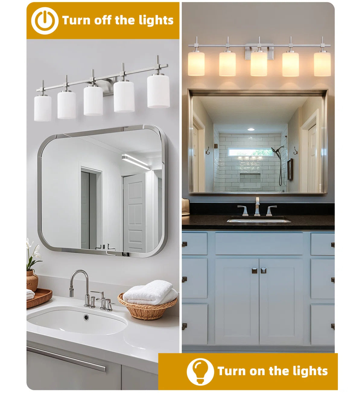 Jasper Brushed Nickel Frosted Glass 5-Light Bathroom Vanity Light