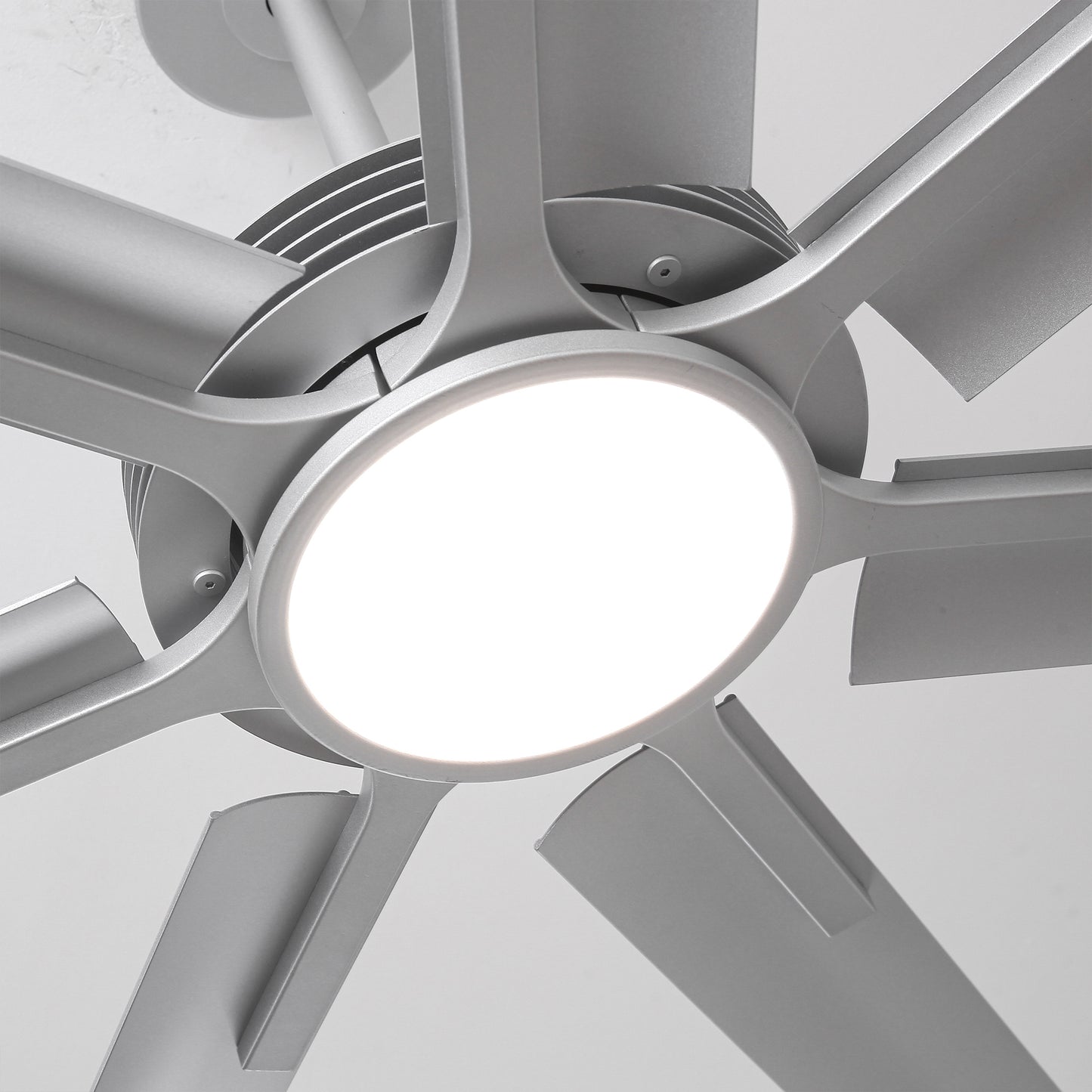 Ceiling Fan Industrial 100" Modern Silver 7-Blade LED Light