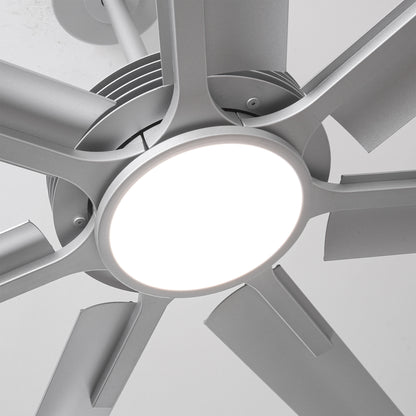Ceiling Fan Industrial 100" Modern Silver 7-Blade LED Light