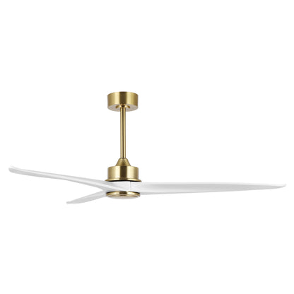 60" Gold Ceiling Fan with White Wood Blades – Modern 3-Blade Fan with Remote