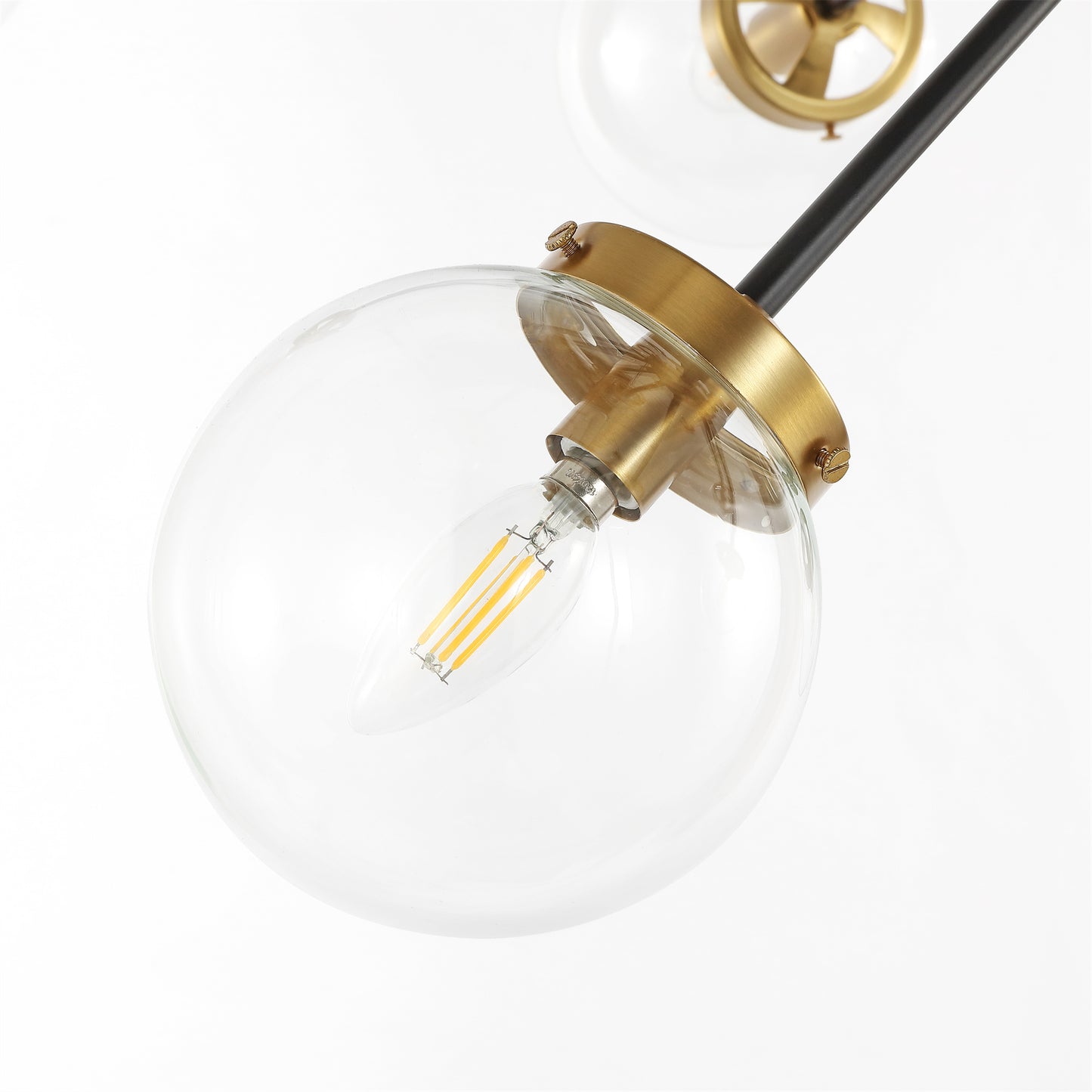 Modern Chandelier Sputnik Black Brass 12-Light Glass 39"