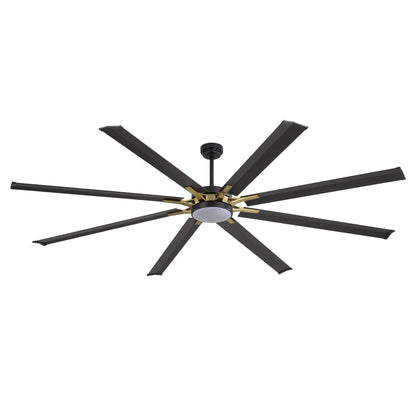 96" Black & Gold Ceiling Fan with Light & Remote – Smart 6-Blade, Quiet DC Motor
