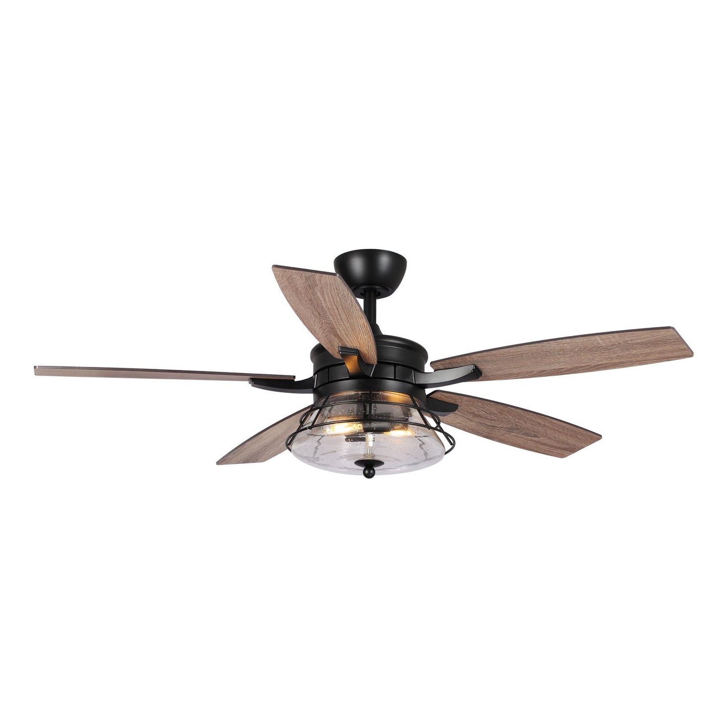 52" 5-Blade 2-Light Industrial Reversible Ceiling Fan with Light