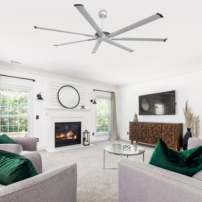Ceiling Fan Modern 100" Industrial 7-Blade Silver Metal
