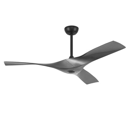 52" Ceiling Fan with Remote – Modern Black Fan No Light with DC Motor