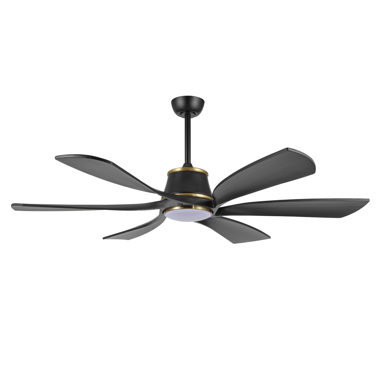 60" Matte Black Ceiling Fan with LED Light and Remote – Modern 6-Blade Smart Fan