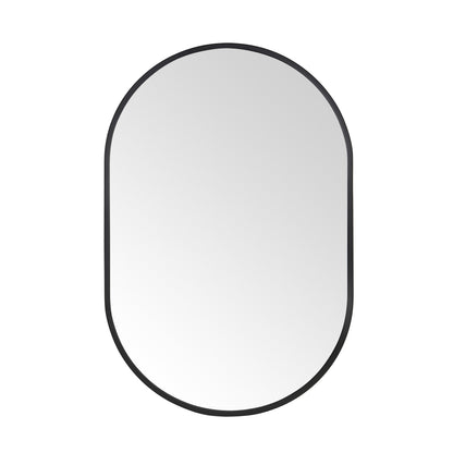 Wall Mirror 24x36" Modern Matte Black Framed Oval