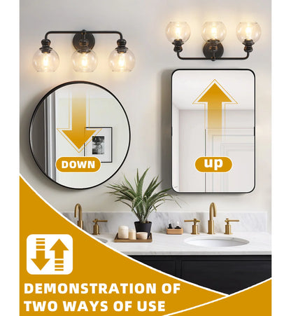 Irvine Black Modern Clear Glass 3-Light Vanity Light