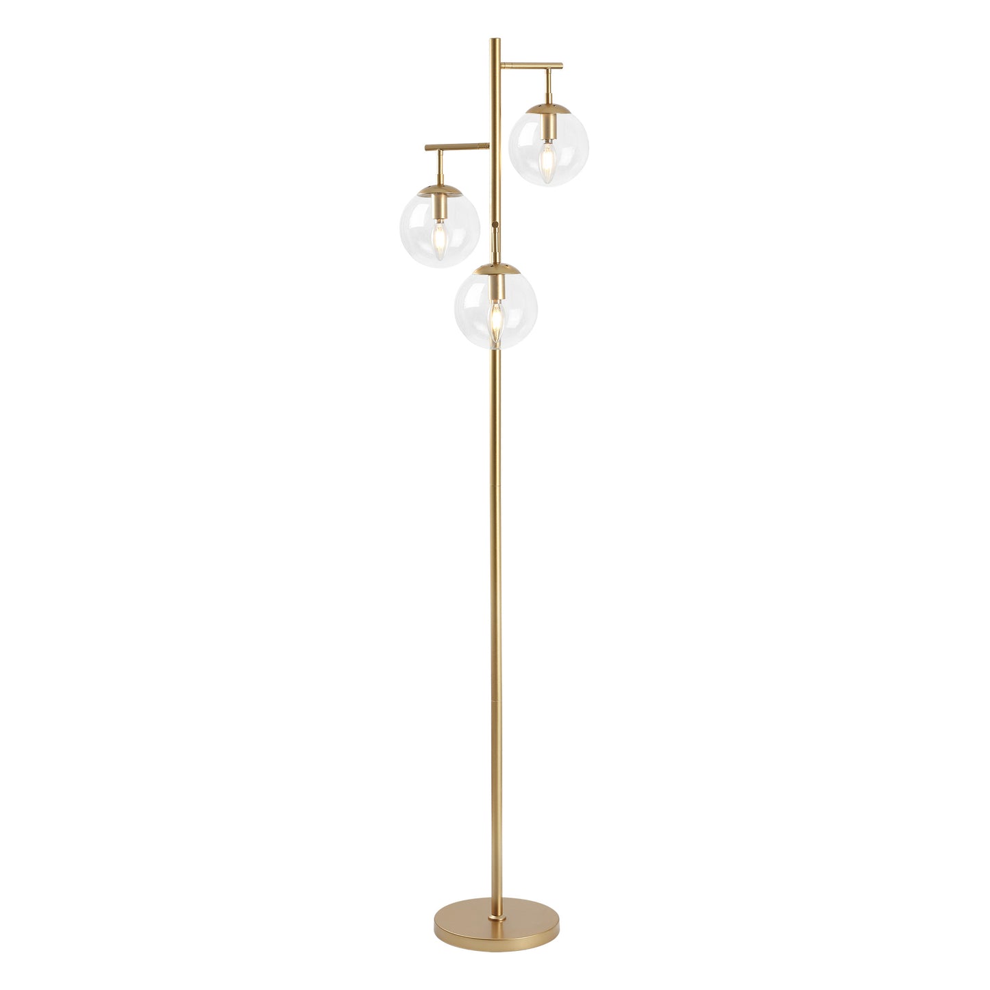 Floor Lamp Modern Brass 70" 3-Light Clear Glass Globes