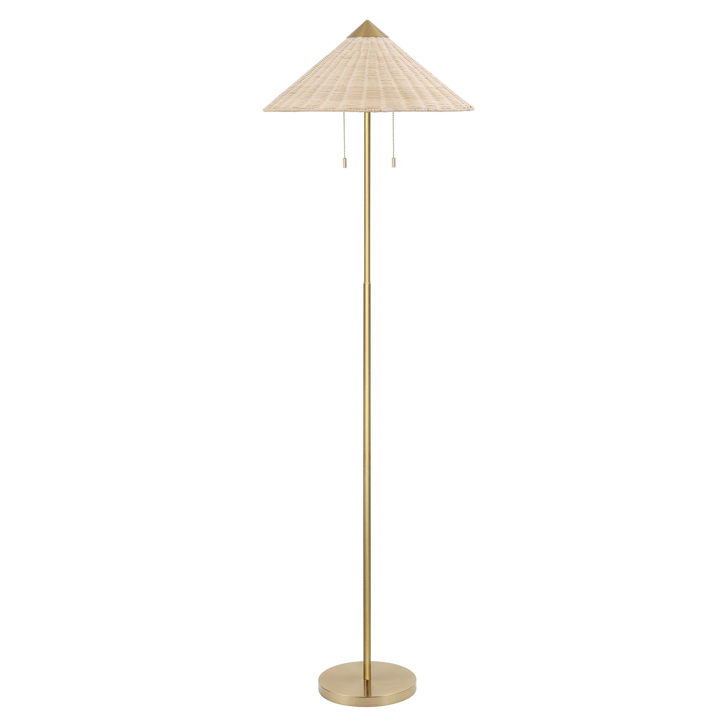 Floor Lamp Traditional Brass 65" 2-Light Rattan Shade