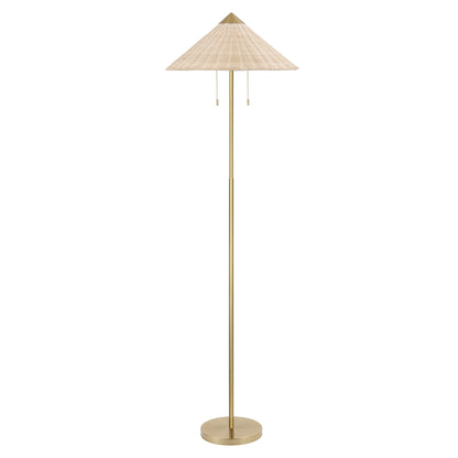 Floor Lamp Traditional Brass 65" 2-Light Rattan Shade