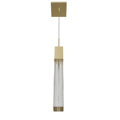 Boa 1-Light LED Brushed Brass Studded Glass Pendant Light