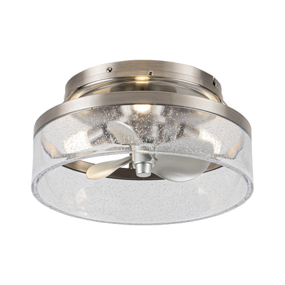 13" 3-Light Satin Nickel Flush Mount Ceiling Fan with Light