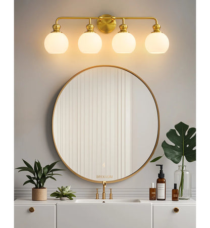 Irvine Gold Modern Frosted Glass 4-Light Vanity Light